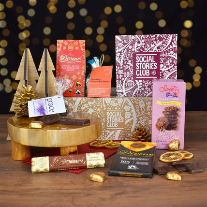 Chocolate Heaven Gift Box by Social Stories Club, featuring ethically sourced chocolate treats supporting social and environmental causes.