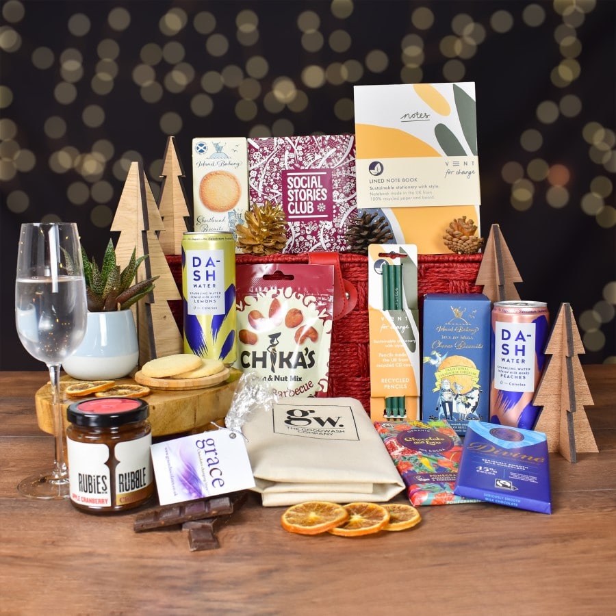 Let’s Make Impact Gift Hamper by Social Stories Club, featuring ethically sourced treats and sustainable items.