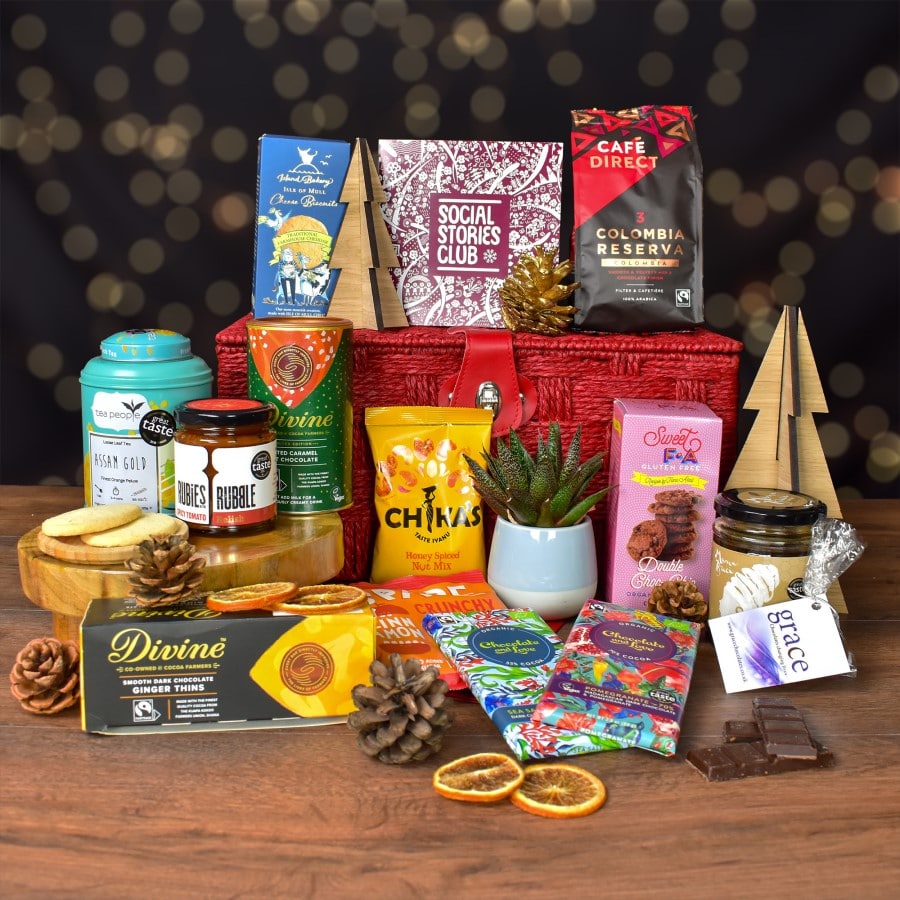 Traditional Food and Drink Gift Hamper by Social Stories Club, featuring ethically sourced classic treats supporting social and environmental causes.