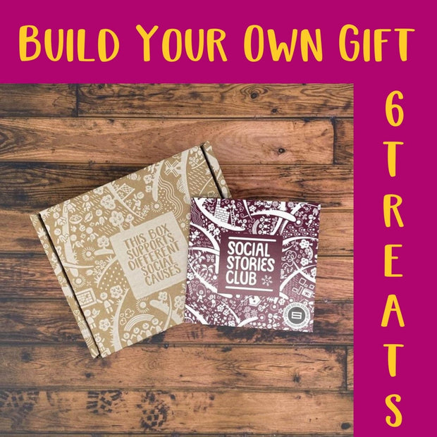 Build Your Own Gift Box - 6 Treats. This is an image of a luxury gift box when you decide the six social enterprise products that will go inside. 