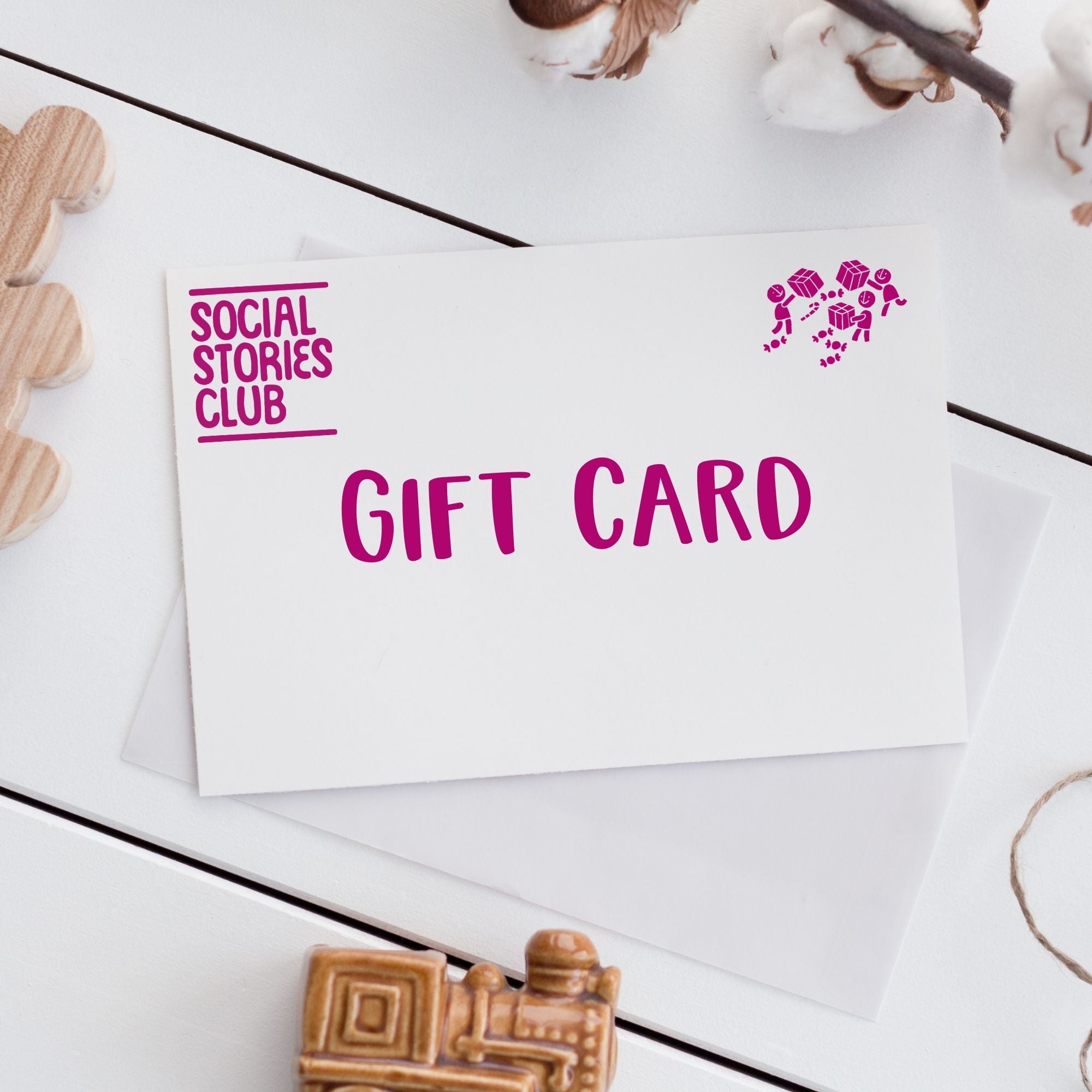 Sustainable gift card by Social Stories Club, perfect for Christmas and ethical gifting.