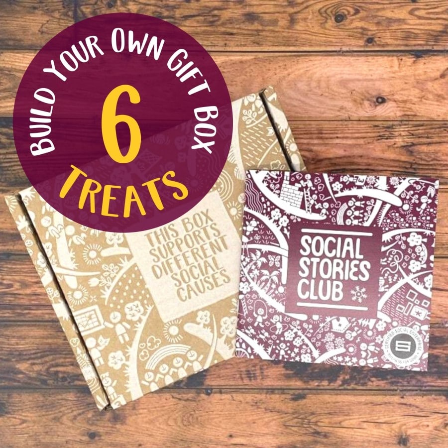 Build Your Own Gift Box - 6 Treats: a kraft gift box and story booklet with a '6 treats' badge